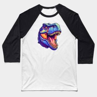 Angry colorful blue T-rex head Baseball T-Shirt